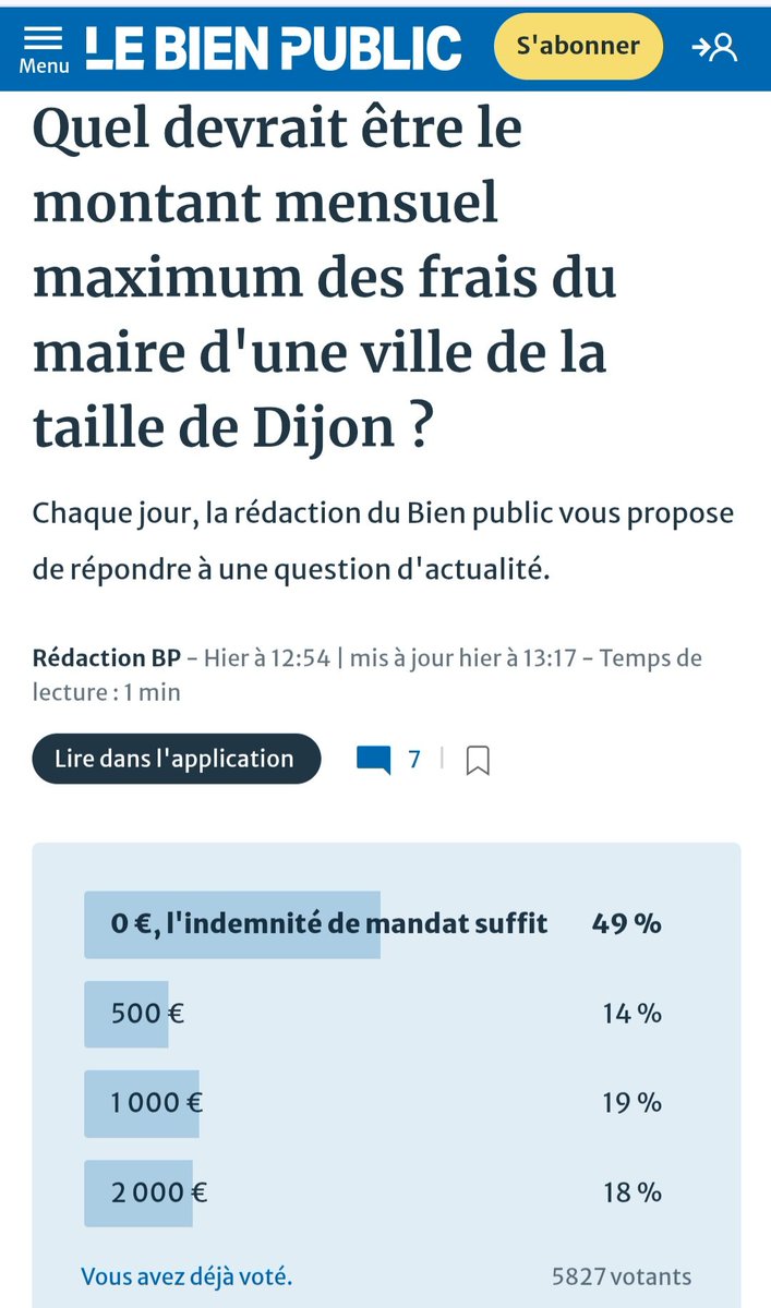 Question posée par Le Bien Public, quotidien régional de Côte-d'Or : l'avis des lecteurs est clair. #Dijon #Rebsamen