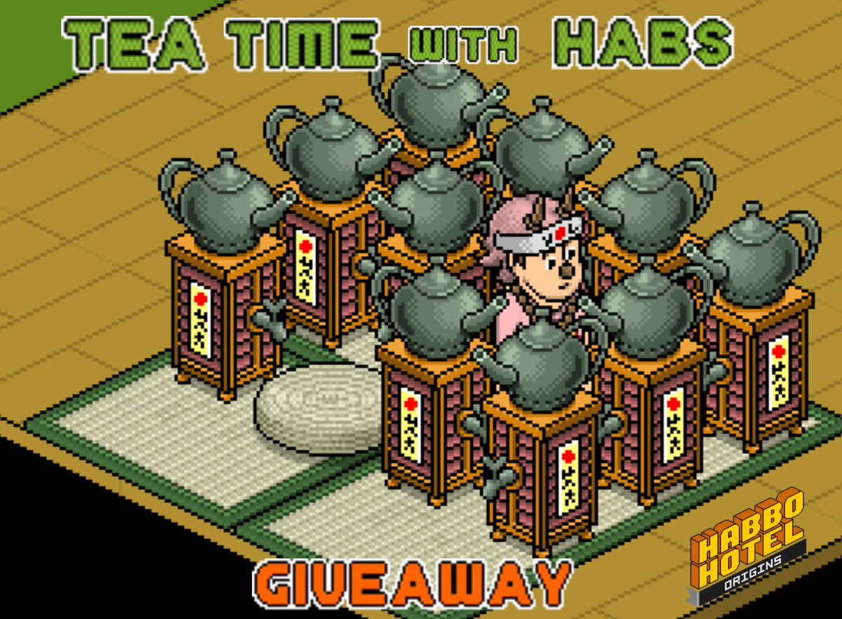 Giveawayyyy 🍵

I'm stuck, please help me pick up these Tea Dispensers to clear my path!

As a thank you for helping me escape, you will also win a set of the FF

🧡Like &amp; RT this post to enter

10x winners picked 17th of July

#HabboHotelOrigins