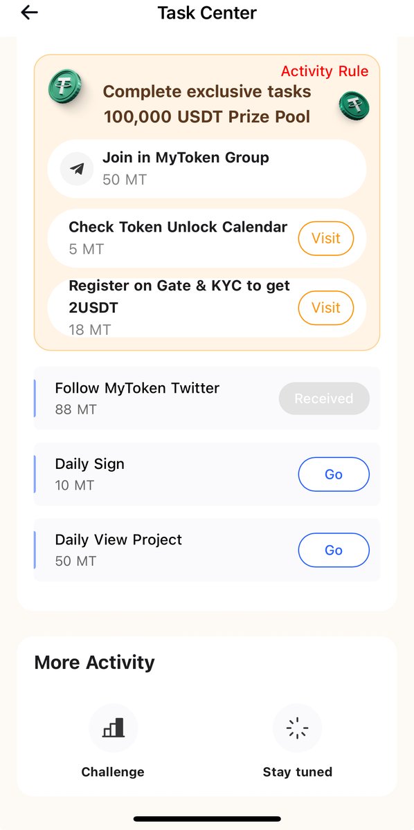 MyTokencap's tweet image. Do you know? 🧐
Complete simple tasks at MyToken Task Center and earn MT, USDT, and other exciting rewards! Join now and start winning!🎁