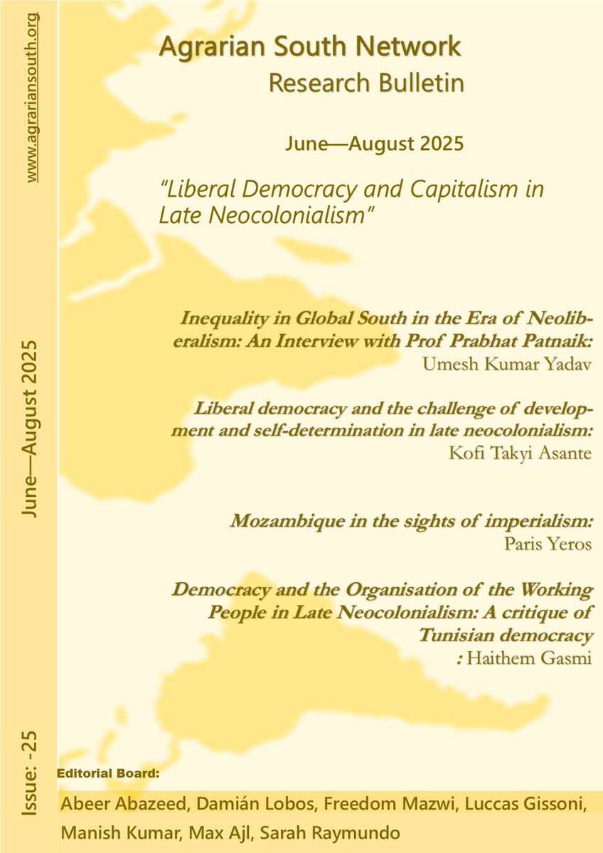 📣 ASN Research Bulletin, new issue coming soon
📌 No. 25: "Liberal Democracy and Capitalism in Late Neocolonialism"