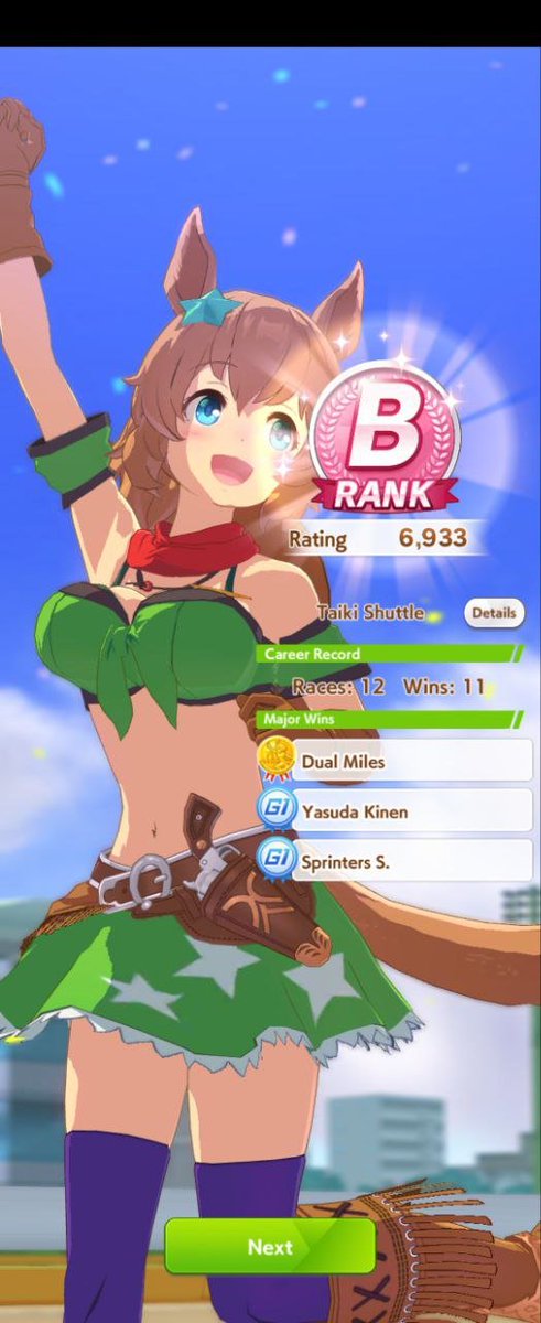 Welcome Packu ! 🐴📦 

I achieved my first B career rank today 😭 I'm so proud of her  !! 

Who's your favorite ? 👀 I do like Taiki a lot