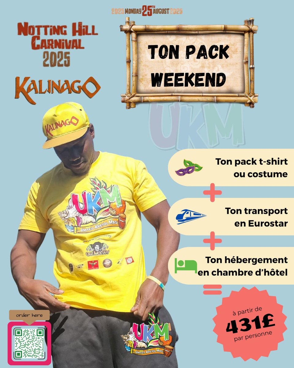 KreyolMas's tweet image. Rejoins nous pour le carnaval de Londres en formule ALL INCLUSIVE pour le lundi 25 août prochain.
Monte une équipe et on s'occupe du reste 🎊🎉
unitedkreyolmas.playmas.app/events/carnava…
#NHC2025
#NottingHillCarnival #UKM
#UnitedKreyolMas