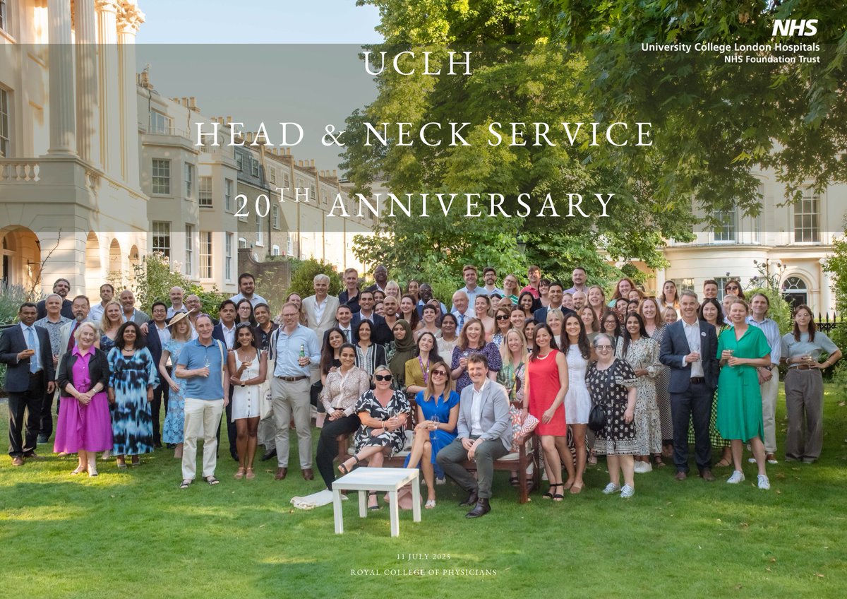 UCL_HNAC's tweet image. We hope you everyone enjoyed the @uclh Head & Neck service 20th Anniversary yesterday
Thanks to:
@UCLHCancerFund for helping with this event
@RCPhysicians for hosting
@probert_david for attending and opening remarks
@denred1 for organising (with help)
@dharmpatelphoto for pics