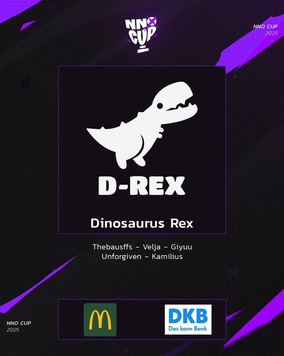 NNO (@noneedorga) on Twitter photo Unser nächstes Team für den NNO CUP ist das Team Dinosaurus Rex!🦖
Es besteht aus niemand geringerem als dem Kern von Los Ratones!🐀
Seid gespannt, ob die Topside der Ratten für die LEC ready wäre.🔥
🇸🇪<a href="/thebausffs/">Thebausffs</a>
🇷🇸<a href="/Velja_LOL/">Velja</a>
🇱🇧<a href="/Giyuu_lol/">Giyuu</a>
🇸🇪<a href="/UnforgivenLoL/">Unforgiven</a>
🇸🇰<a href="/kamilius1_/">Kamil Košťál</a> Unser nächstes Team für den NNO CUP ist das Team Dinosaurus Rex!🦖
Es besteht aus niemand geringerem als dem Kern von Los Ratones!🐀
Seid gespannt, ob die Topside der Ratten für die LEC ready wäre.🔥
🇸🇪<a href="/thebausffs/">Thebausffs</a>
🇷🇸<a href="/Velja_LOL/">Velja</a>
🇱🇧<a href="/Giyuu_lol/">Giyuu</a>
🇸🇪<a href="/UnforgivenLoL/">Unforgiven</a>
🇸🇰<a href="/kamilius1_/">Kamil Košťál</a>