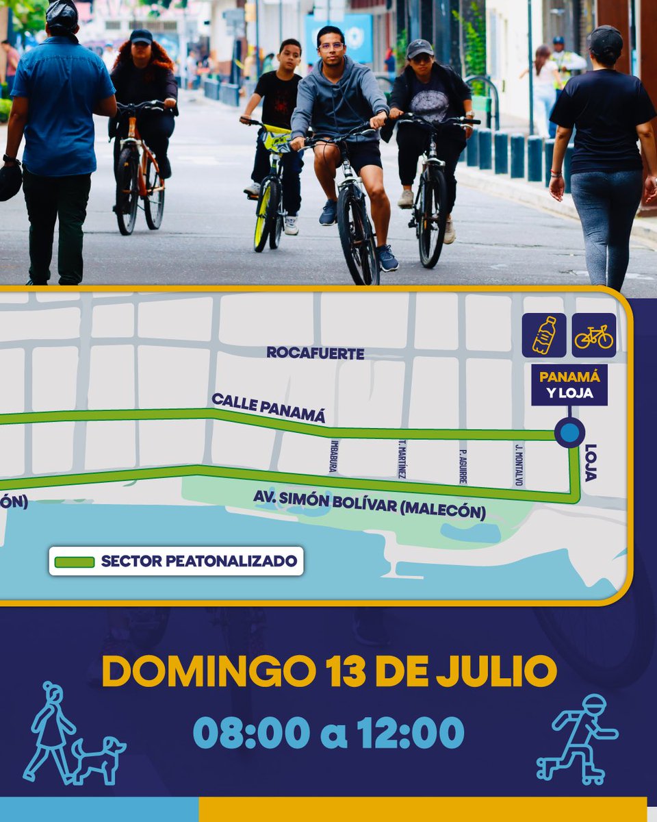 Este domingo 13 de julio el centro es para ti 🙌
puedes pasear con tu familia, sacar a tu perro, montar bici o simplemente caminar con calma. 🚴‍♂️🏃‍♀️

La Recreovía te espera con préstamo de bicicletas, calles peatonalizadas y un ambiente pensado para disfrutar.

Te esperamos de