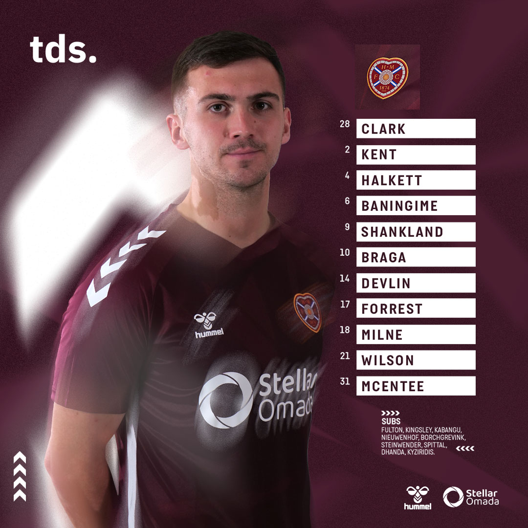 JamTarts's tweet photo. 📋 TEAM NEWS 

Here's how the Jambos shape up for today's Premier Sports Cup match against Dunfermline at Tynecastle. https://t.co/isHEnpYb57