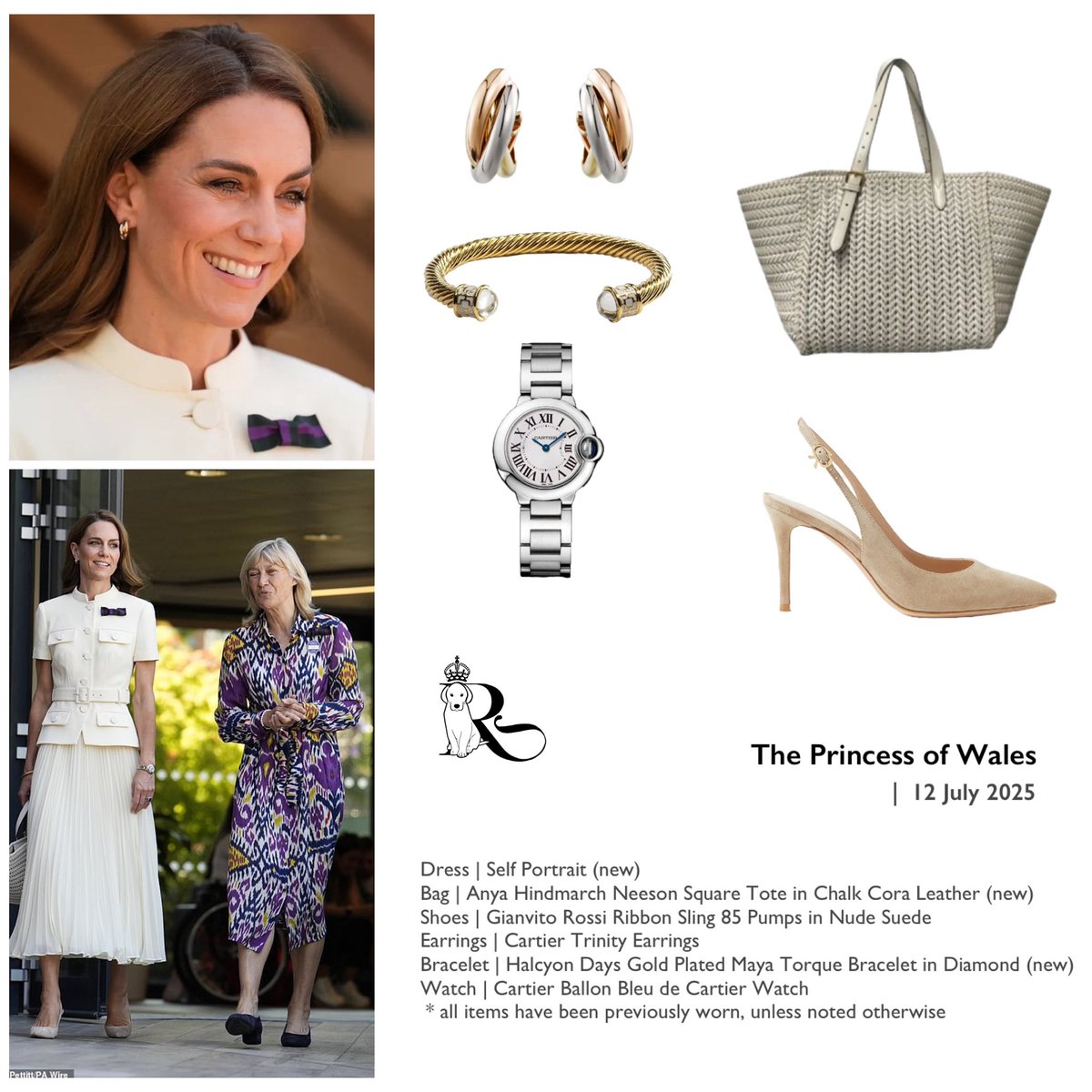 HRH The  Princess of Wales is attending the Wimbledon Women’s Championship.
#ThePrincessofWales #KateTheGreat 

Her dress is by Self Portrait, but at this time I am unable to find a retail image.  Hopefully, SP will release one today.

Every year someone will inevitably ask about