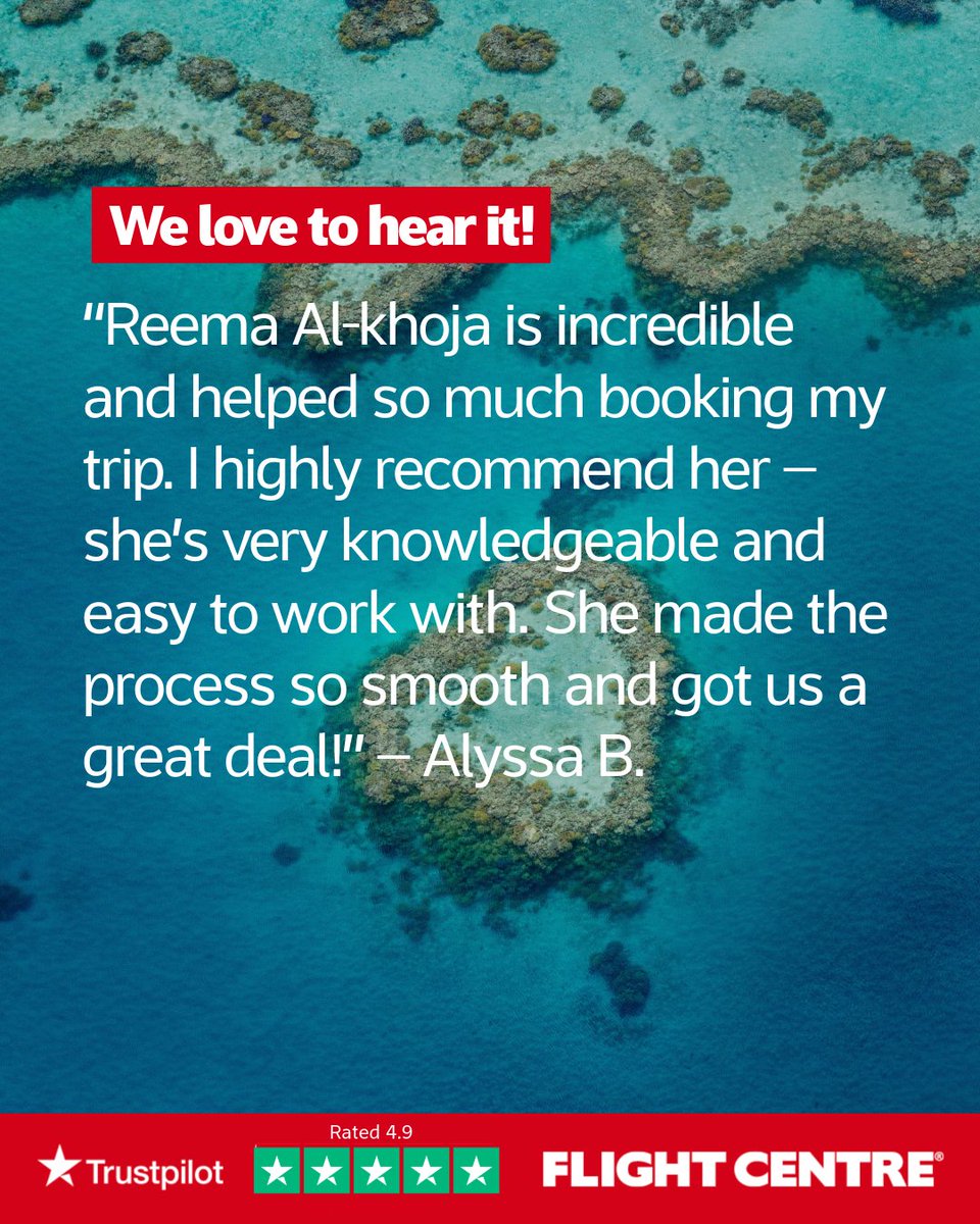 When you book with a Travel Expert who knows their stuff, everything just clicks — smooth planning, great value and zero stress.

Want to chat with Reema about your next trip? Contact Flight Centre Burlington at (888) 241–4918.
