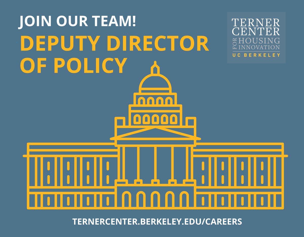 TernerHousing's tweet image. The Terner Center develops evidence-based solutions that increase housing supply and lower the cost of housing, expand access to quality homes, and drive innovation in housing policy and practice. Join our team to drive our policy engagement efforts: ternercenter.berkeley.edu/careers/