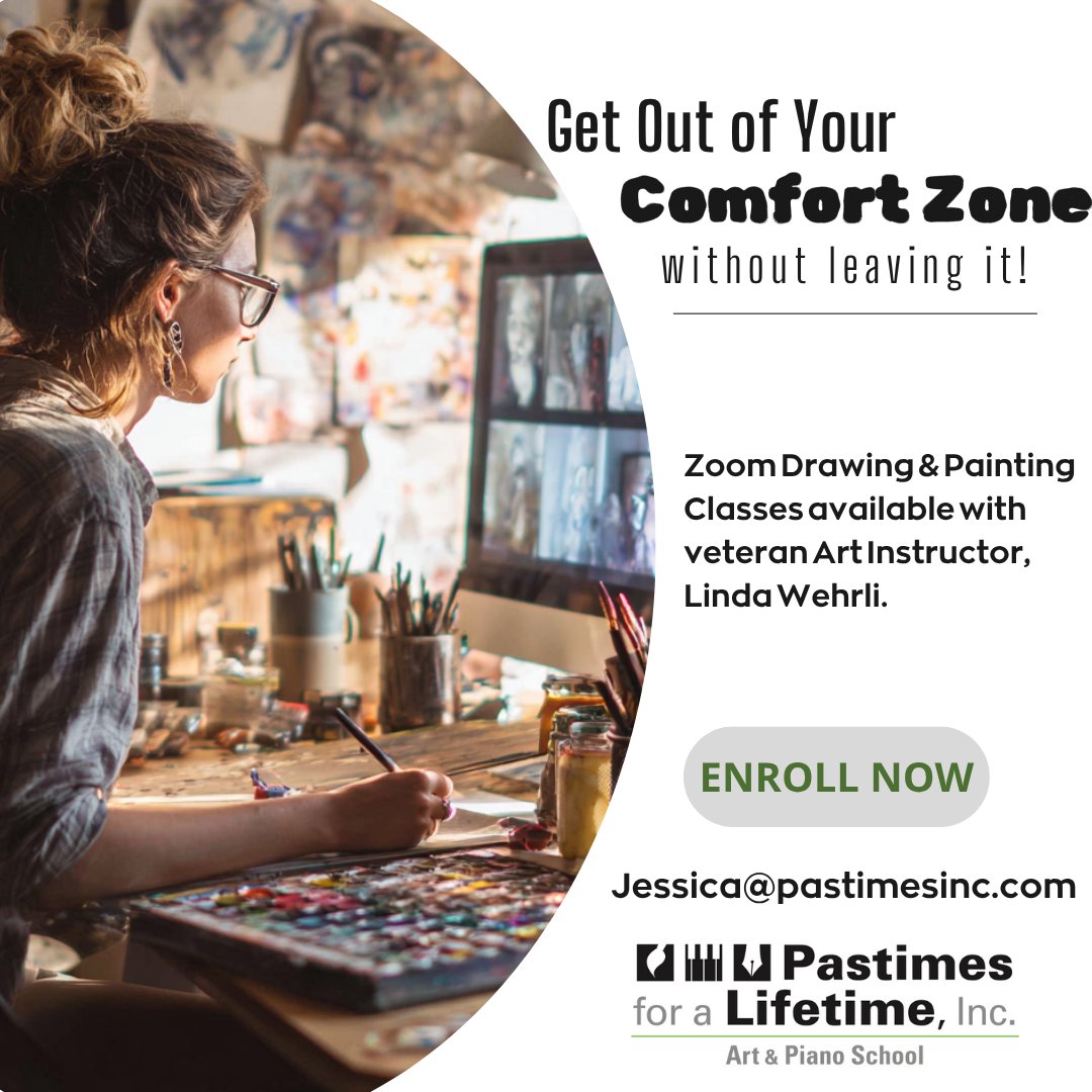 PastimesInc's tweet image. Get Out of Your Comfort Zone..without leaving it!

Zoom Drawing &amp;amp; Painting Classes available with veteran Art Instructor, Linda Wehrli.

Enroll Now! Jessica@pastimesinc.com
.
.
#Pastimes #PaintingClasses #LAArtClasses #LAKidsArtClasses #LAPaintingClasses