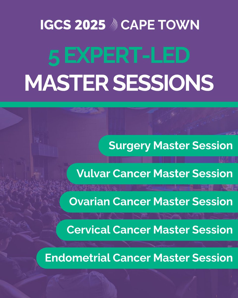 IGCSociety's tweet image. 🔬 Ready to level up your expertise?
Join us at IGCS 2025 in Cape Town for 5 expert-led Master Sessions focused on the latest advancements in gynecologic oncology:
✔️ Surgery
✔️ Vulvar Cancer
✔️ Ovarian Cancer
✔️ Cervical Cancer
✔️ Endometrial Cancer
Each session delivers…