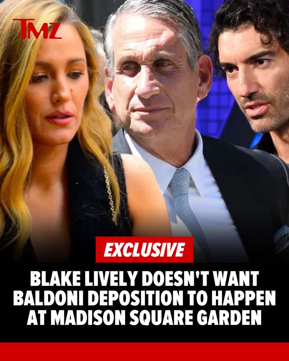 TMZ's tweet image. Blake Lively wants a judge to set the location for her next legal skirmish with Justin Baldoni ... and she's not in favor of making it a public spectacle, as Justin's people proposed.
Read more: buff.ly/BKqOqP3