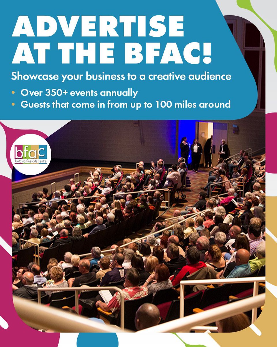 With our new Touring Season launching this fall, now is the perfect time to get your brand in front of thousands of arts patrons from up to 100 miles away! Why Advertise with BFAC? 350+ events annually, Guests from across the region, &amp; more. Learn more: buff.ly/RNY0SGl