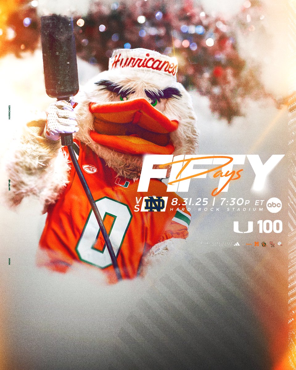 UM_Sebastian's tweet image. 5️⃣0️⃣ DAYS TILL GAMEDAY‼️🏈
The countdown to our 100th season of @canesfootball continues 😤🙌
I couldn’t be more pumped to pack the house with my Canes Fam at @hardrockstadium for our season opener versus Notre Dame on Aug. 31. We’re almost there 🤞
#GoCanes #ItsAllAboutTheU