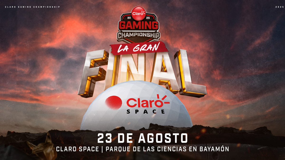 ¡La Gran Final del Claro Gaming Championship 2025 ya tiene fecha y lugar! El 23 de agosto disfruta una experiencia épica en Claro Space, Parque de las Ciencias en Bayamón.

yosoyungamer.com/claro-space-se…