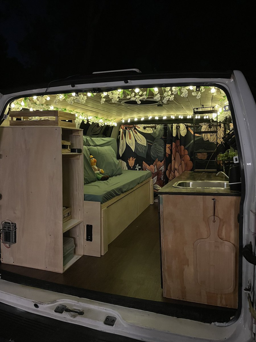FoxieKT's tweet image. After 2.5 long months filled with setbacks, unforeseen challenges, and days where I felt like I definitely bit off more than I could chew… I’m officially a homeowner. Everyone, meet Avandra! My 1997 Chevy Astro Van that I bought, gutted, and built out with my own two hands 🥹