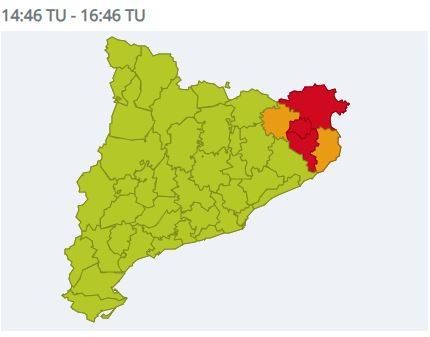Avís temps violent

Les properes hores es poden produir fenòmens meteorològics severs amb pedra, ratxes de vent, esclafits i/o tornados o mànegues a les comarques de l'Alt Empordà, Gironès i Pla de l'Estany i amb menys probabilitat Garrotxa i Baix Empordà

PRUDÈNCIA‼️
#INUNCAT