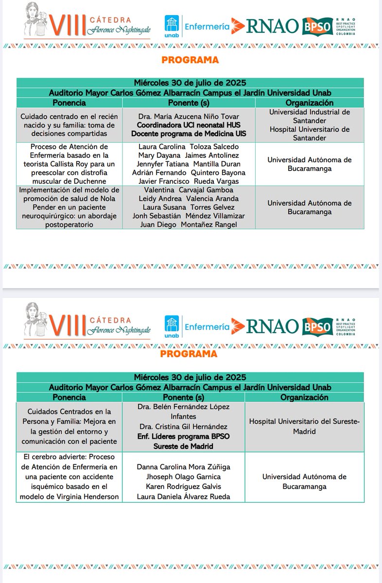 🩺🌟La VIII Cátedra Florence Nightingale está por llegar!
Una jornada académica con ponencias destacadas sobre cuidado centrado en la persona, teorías de enfermería y experiencias clínicas con enfoque en buenas prácticas BPSO – RNAO💉#BPSO #RNAO #CatedraFlorenceNightingale #UNAB