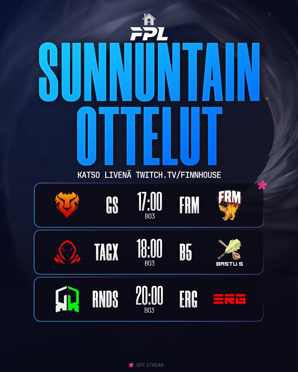 🔥 FPL jatkuu huomenna!

Luvassa lisää kauden kuumimpia kohtaamisia!
Kuka varmistaa pisteet, kuka jää jalkoihin?

Pelejä ennen kumminkin FINALYSTI STUDIO 
Nähdään KLO 17:00!

#TÄYSILLÄ