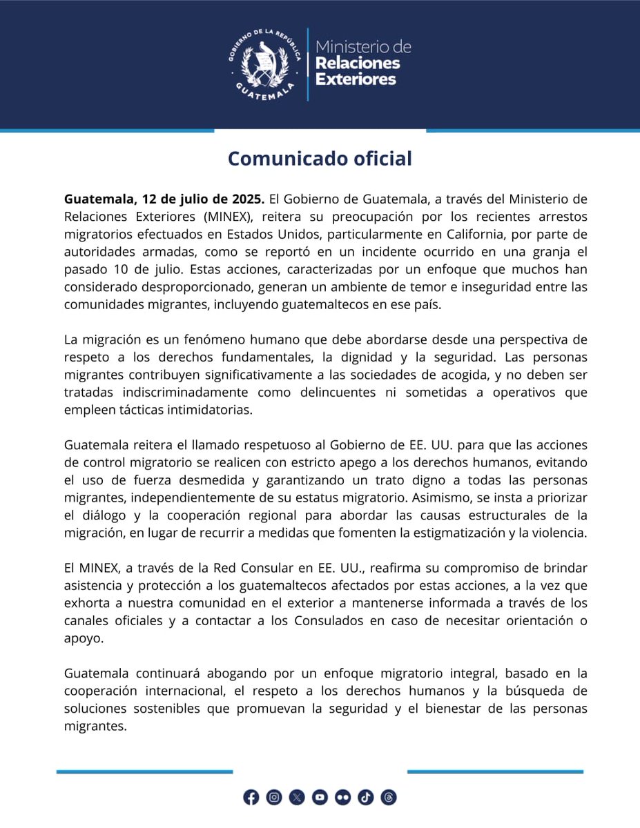Comunicado oficial 🔗prensa.gob.gt/comunicado/com…