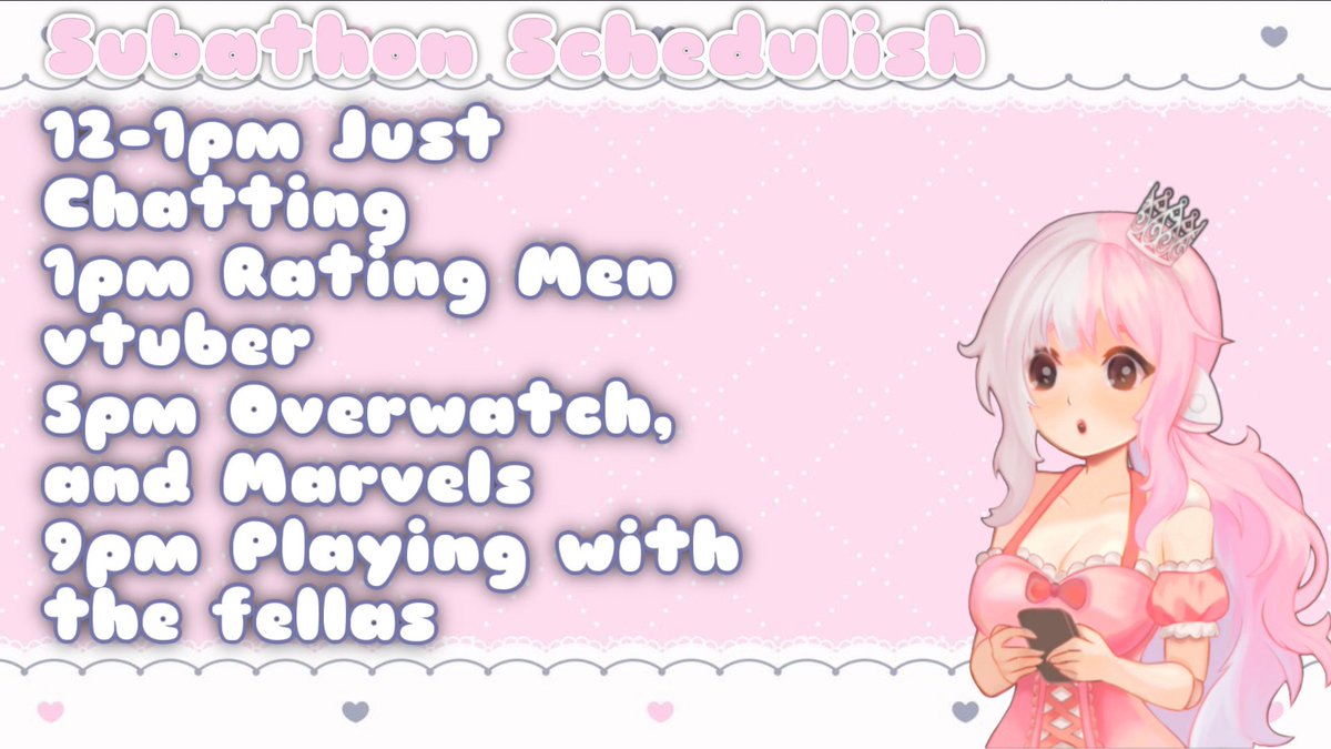 🩷2 hours until the subathon! Here’s the schedule for today, I hope to see you there!🩷 #subathon #Vtuber #suiika