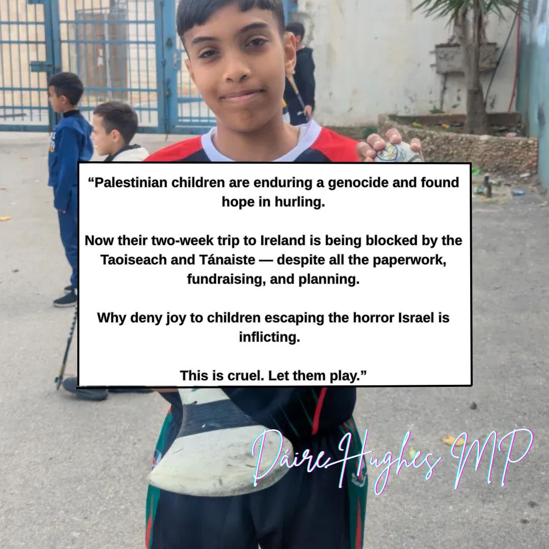 Dáire Hughes MP (@dairehughessf) on Twitter photo Let them play! Let them breathe. Let them escape the horror Israel is inflicting.
Ireland should show compassion, not close the door.
<a href="/GAA_Palestine/">gaa_palestine</a>
#FreePalestine 🇵🇸 Let them play! Let them breathe. Let them escape the horror Israel is inflicting.
Ireland should show compassion, not close the door.
<a href="/GAA_Palestine/">gaa_palestine</a>
#FreePalestine 🇵🇸
