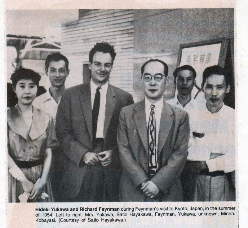 Here are two great physicists: Richard Feynman and Hideki Yukawa, both nobelists.

The first was my foremost inspirer to study physics.The second was the protagonist, with the Yukawa potential, of my exam in Foundations of nuclear and subnuclear physics.

In 1948, Richard Feynman
