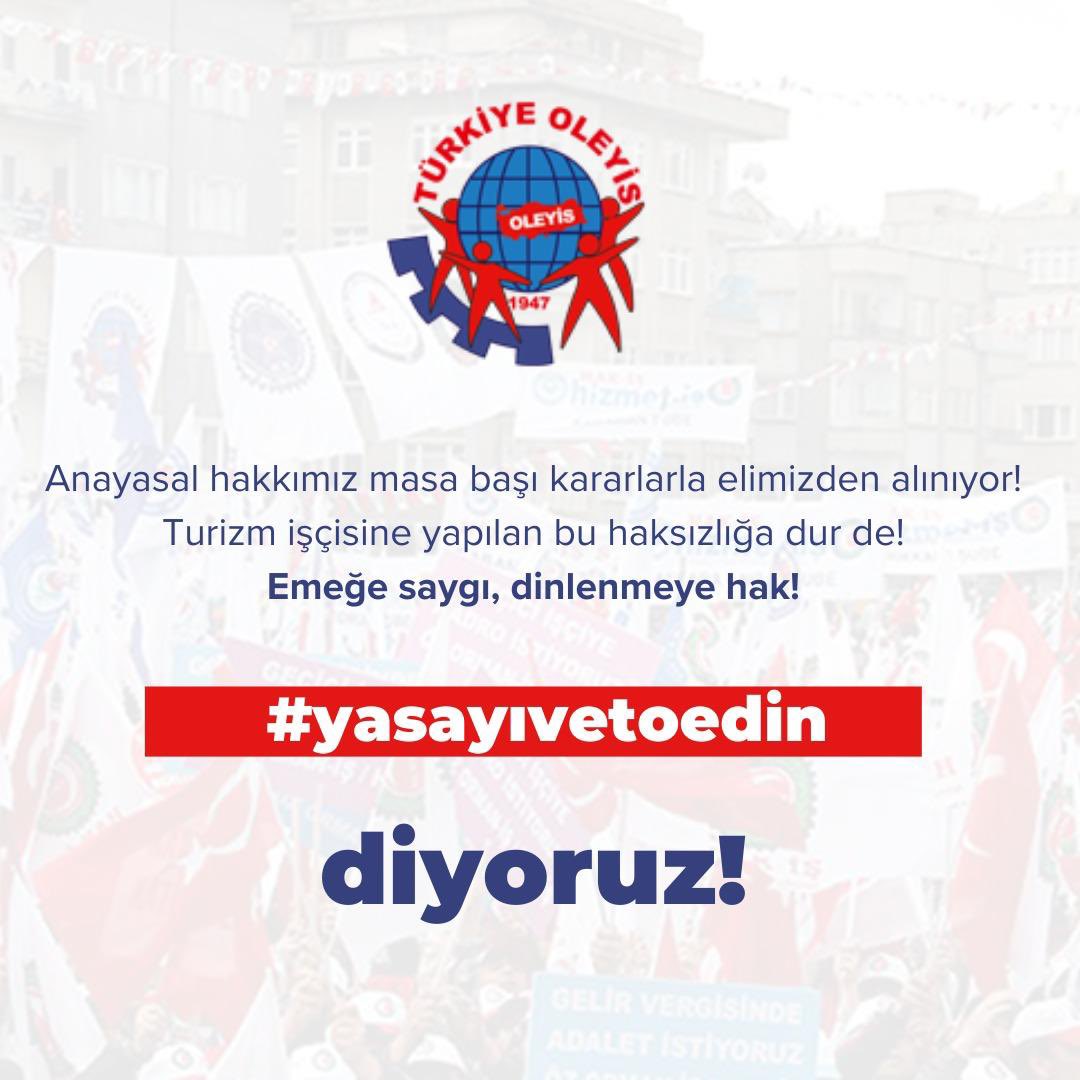 Her şey dahil sistemde işçiye hiçbir şey yok!
Otel ve konaklama işçileri için haftada bir gün dinlenme lüks değil, HAKTIR!
#yasayıvetoedin #HaftaTatiliHakkımızdır
<a href="/RTErdogan/">Recep Tayyip Erdoğan</a> <a href="/Akparti/">AK Parti</a> <a href="/csgbakanligi/">T.C. Çalışma ve Sosyal Güvenlik Bakanlığı</a> <a href="/isikhanvedat/">Prof. Dr. Vedat Işıkhan</a>