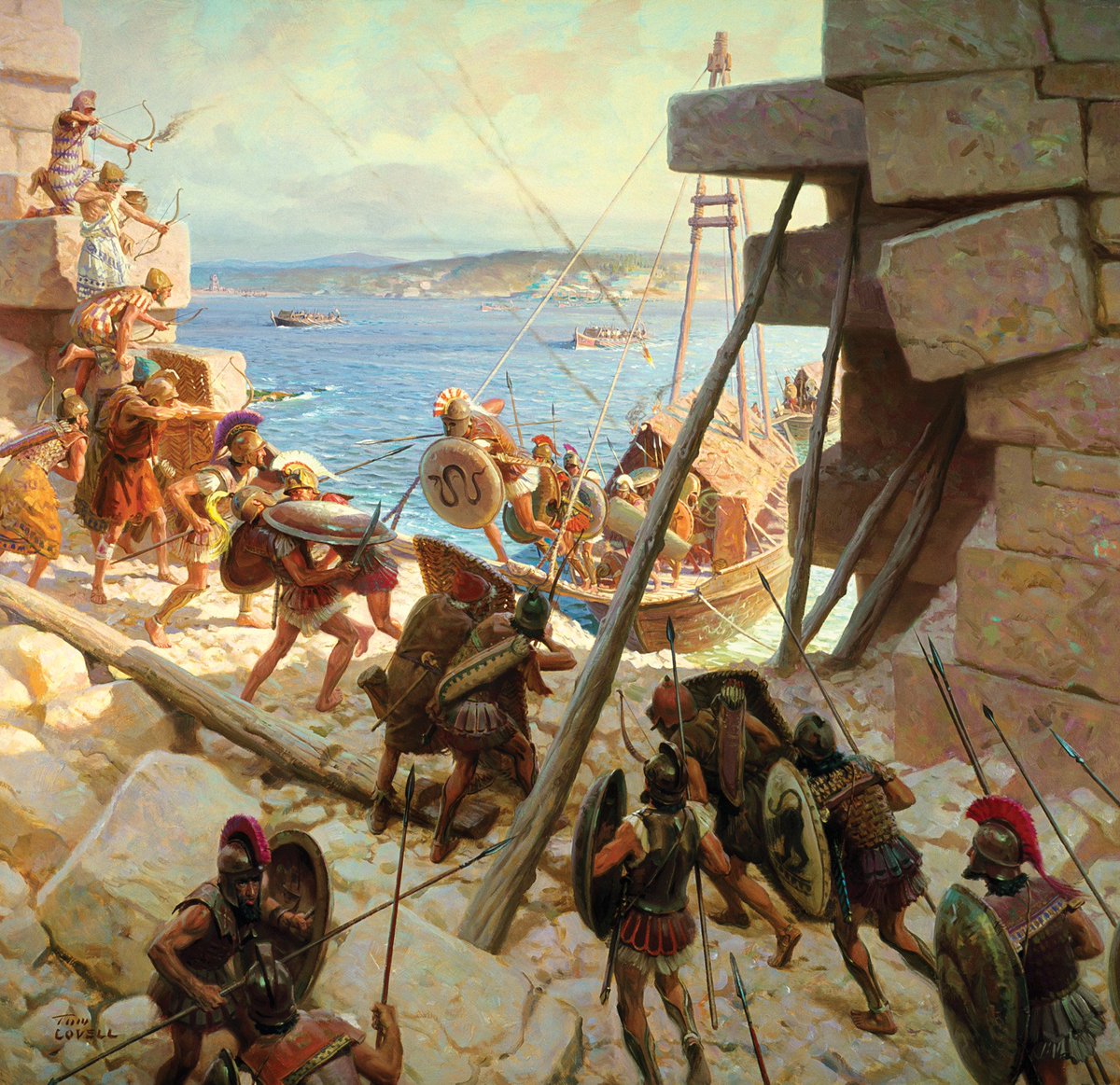 Macedonian Soldiers Attack Tyre during the Campaigns of Alexander - Tom Lovell