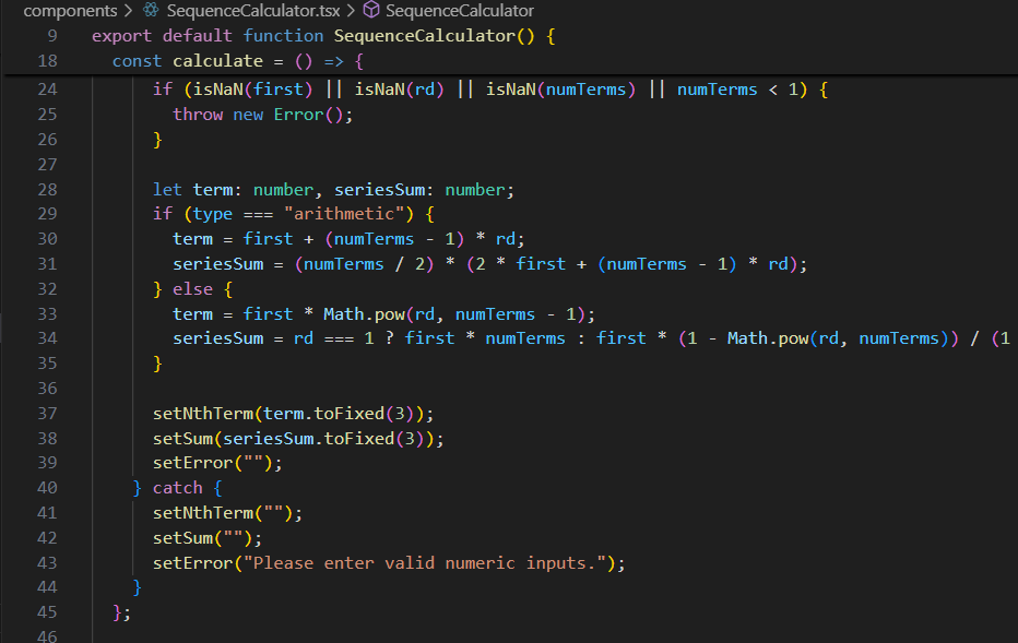 umeshsuwal_'s tweet photo. #LSPPDay42
Today, I built a Sequences &amp; Series Calculator that lets you select type (Arithmetic/Geometric), input values, and computes the sum and nth term using the respective formulas.
@lftechnology
#60DaysOfLearning2025 #LearningWithLeapfrog https://t.co/dTmJ0vKMJE