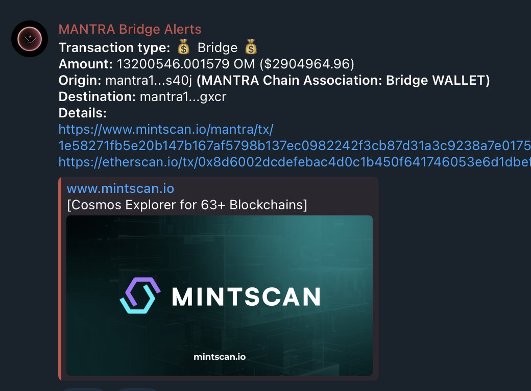 BobbyCrypto25's tweet image. whales migrated $2.9M and $1.7M worth of $OM to mainnet in the last day
so far in total over $50M of $OM (almost 30% of supply) has been bridged over
comeback cooking