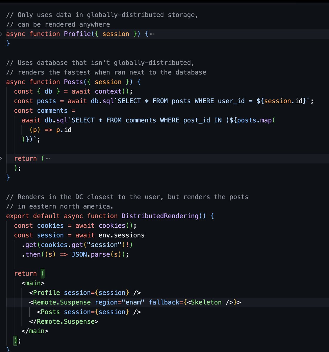 zebassembly's tweet image. What if a framework could render everything in the optimal location instead of running far away from the user and shipping them a static shell? Cloudflare Workers enables some wild rendering paradigms.
we're one PTO request away from this being a reality