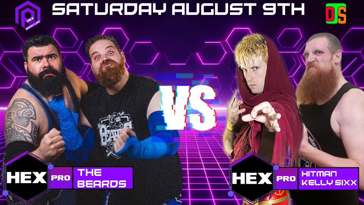 We can now confirm The BEARDs will face the duo of Hitman for Hire and Kelly Sixx at our summer spectacular on August 9th. There's a lot of history in this match and we haven't seen Sixx since the Season 2 Supershow. Book your tickets at ticketstripe.com/hexaug9