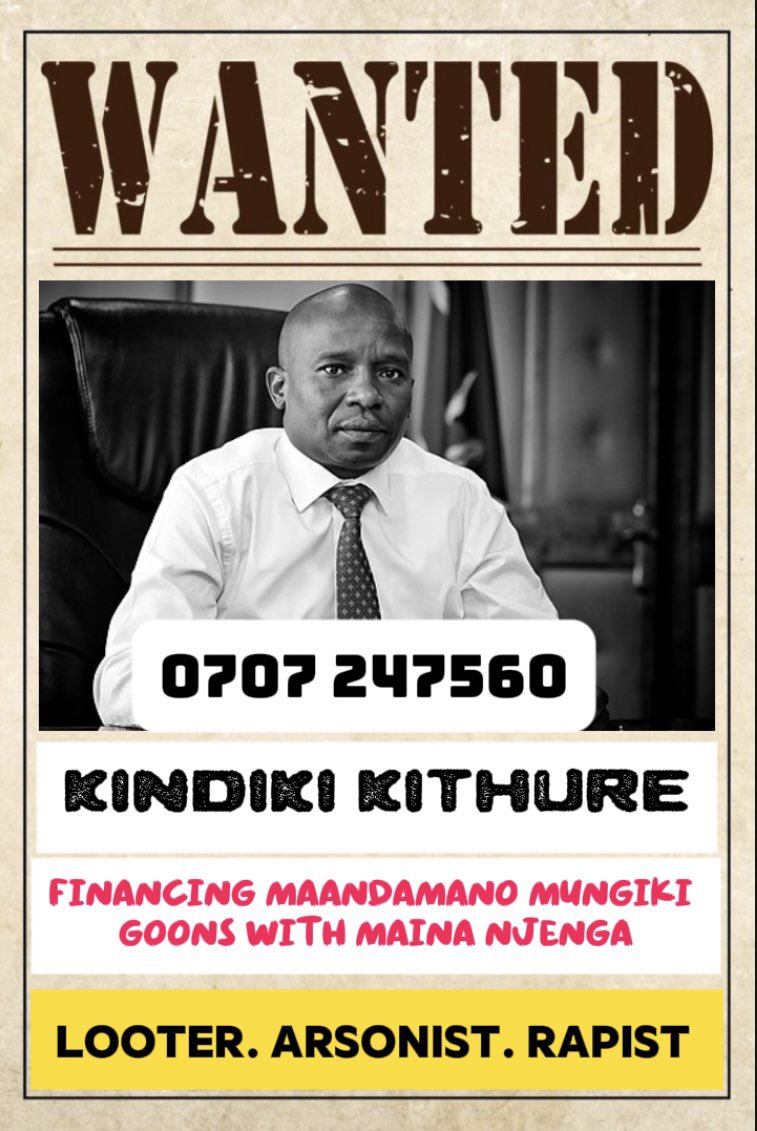 Name: Kindiki Kithure 
Position: Deputy President - GoK 

Offense: 1. Financing Mungiki To Kill
                  2. Financing Mungiki To Rape
                  3. Financing Mungiki To Burn
                  4. Financing Mungiki To Loot

Number: 0707 247560
Action: Inject 💉💉