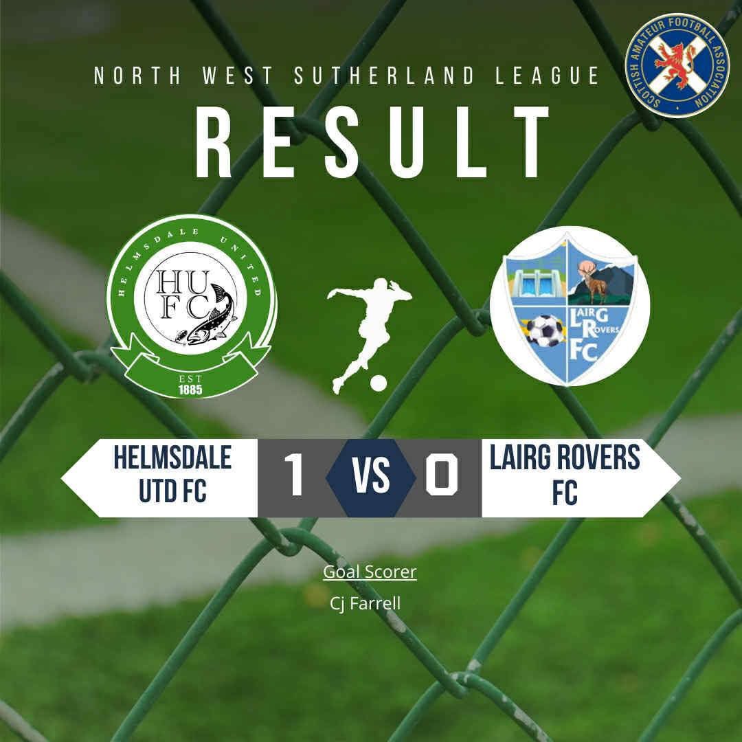 A win and a clean sheet at home to Lairg Rovers. goal came from CJ Farrell, midway through the first half. A disallowed goal from Kevin Cairns, a few other chances missed, but credit to Rovers who made it a difficult game. 
Now onto next week’s Stafford Cup final 🐝 

HUFC 💚