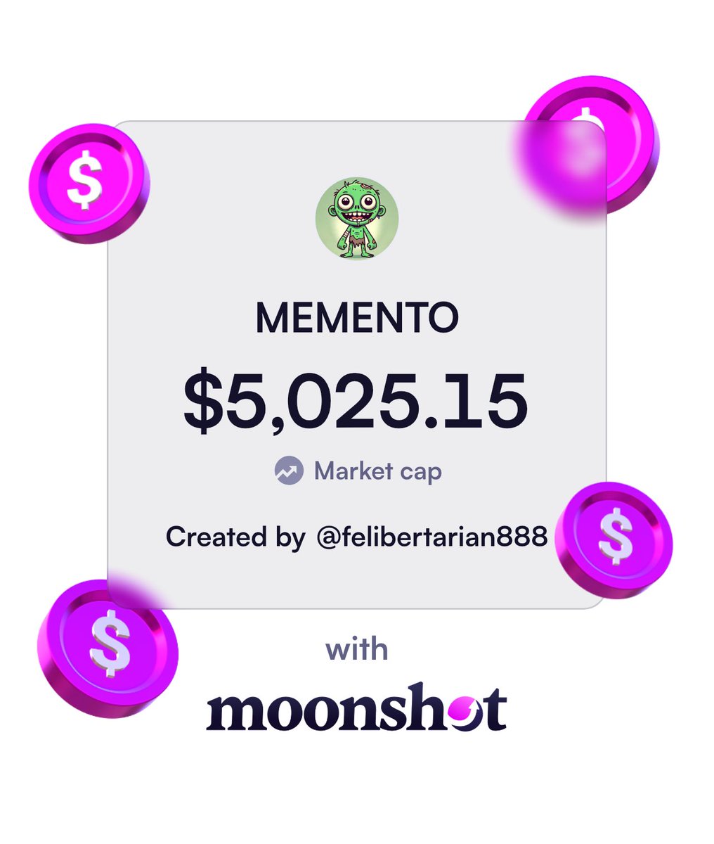 I just created my own memecoin $Memento in <a href="/moonshot/">Moonshot</a> …. kudos guys because is such a fun feature! Check out Memento Mori on Moonshot: moonshot.com/C4nMvG82RwUKwm…