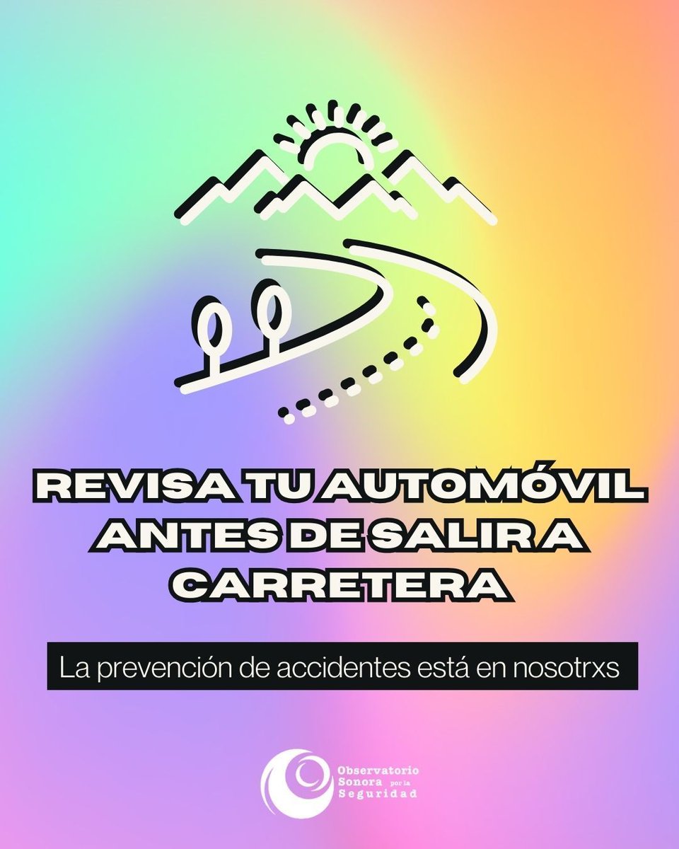 ¡Hagamos de la seguridad, una forma de vida! 
🔴 Evita viajar de noche 🔴 

📵No utilices el celular al manejar📵 

🛑 Respeta límites de velocidad 🛑

#SeguridadEsResponsabilidadDeTodxs 
#TemporadaDeVacaciones