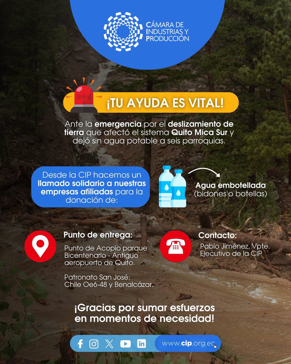 WilsonMerinoR's tweet image. 📢📢💧 ¡Las familias del sur de Quito nos necesitan! El agua de tanqueros ayuda, pero no basta. Si la emergencia se prolonga, urge agua potable para evitar que la gente se enfermen, sobre todo cuidar a los niños. HACEMOS UN LLAMADO A TODOS LOS QUITEÑOS A DONAR.…