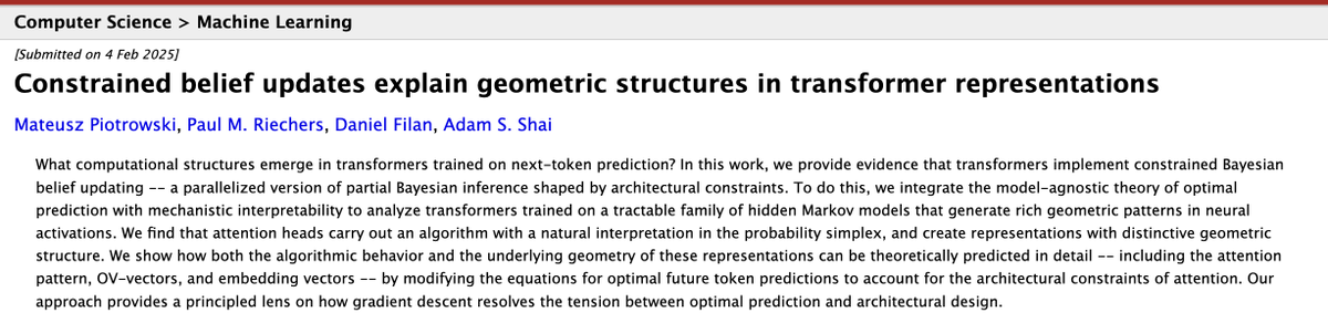 How do transformers carry out recurrent computations while being fundamentally feedforward? Excited to present our work on Constrained Belief Updating at #ICML2025, where we show that attention carries out a spectral algorithm in order to parallelize Bayes updating.
