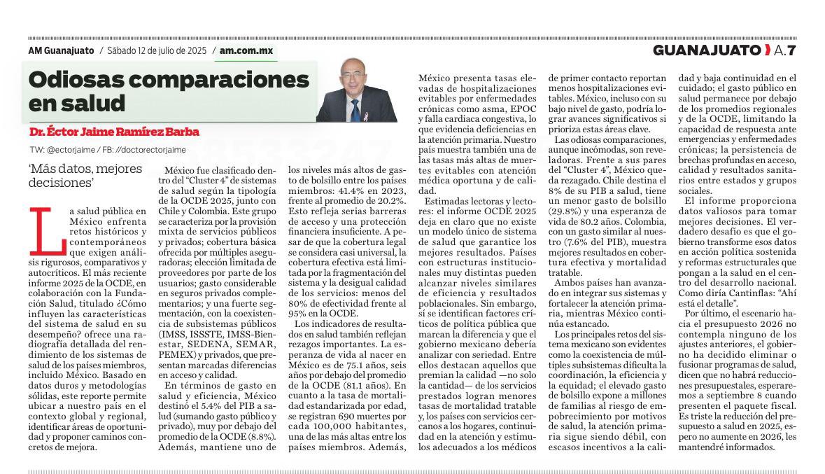 📊 La salud mexicana sigue rezagada: alto gasto de bolsillo, baja esperanza de vida y fragmentación. ¿Qué hacen mejor Chile y Colombia? Aquí lo explico con datos OCDE 2025.

👉 ectorjaime.mx/blog/periodico…

🔗 ectorjaime.mx/blog/periodico…

<a href="/periodicoam/">Periódico AM Noticias</a>