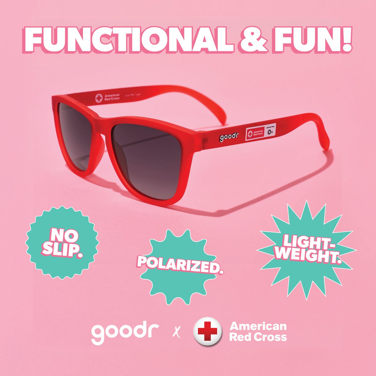 Not to throw shade, but only 3 out of 100 people donate each year. Be the giving type! Come to give blood, platelets or plasma July 1-14 and get an exclusive pair of Red Cross x goodr "Just My Type" sunglasses, while they last. Help save lives this summer: rcblood.org/40dHHw4