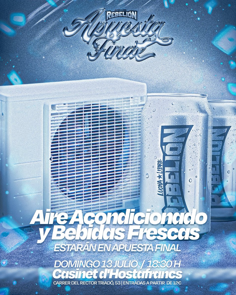 🎰ÚLTIMA CONFIRMACIÓN PARA APUESTA FINAL 

🌬️ Aire acondicionado y bebidas frescas estarán mañana en Casinet D'Hostafrancs. Ahora sí que no tienes excusa para comprar entrada 🫡.