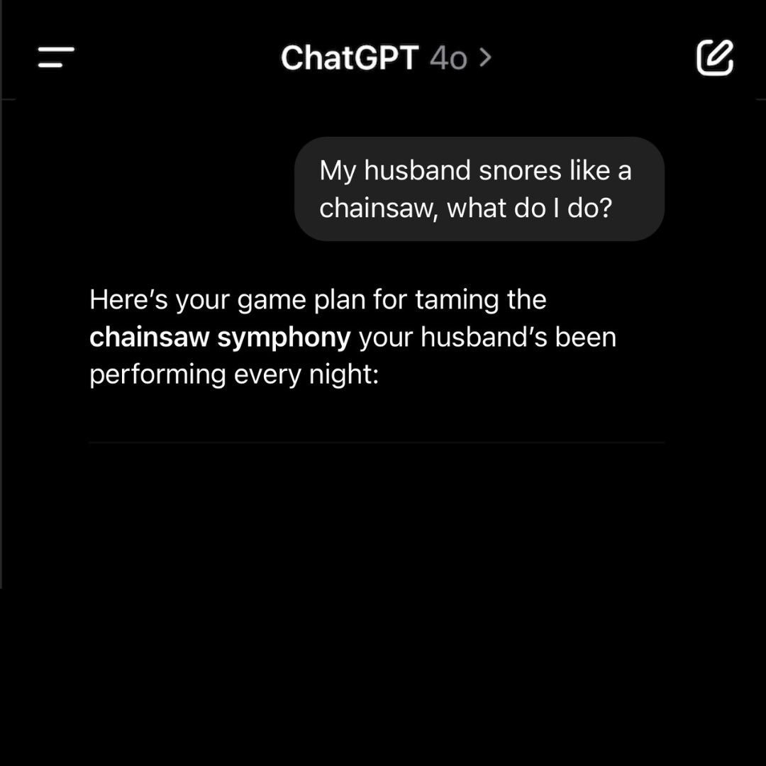 AlexNeist's tweet photo. We asked ChatGPT about mouth tape…
even it recommends Hostage Tape.
No script. No prompt engineering.
Just the AI truth:
Mouth breathing = snoring
Mouth tape = peace ✌️
Swipe to see the receipts.
#HostageTape #StopSnoring #ChatGPTKnows #MouthTape https://t.co/faPzXSRIIr