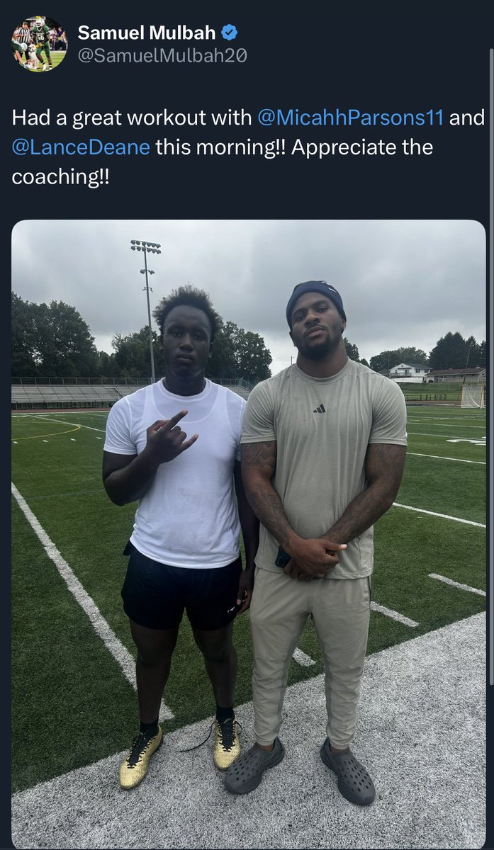 The Cursive 𝓤 (@thecursiveu) on Twitter photo A pair of 2026 Keystone State <a href="/UMassFootball/">UMass Football</a> commits had an early Saturday workout w/ #CowboysNation
<a href="/MicahhParsons11/">Micah Parsons</a> 🏈🏈🏈 A pair of 2026 Keystone State <a href="/UMassFootball/">UMass Football</a> commits had an early Saturday workout w/ #CowboysNation
<a href="/MicahhParsons11/">Micah Parsons</a> 🏈🏈🏈