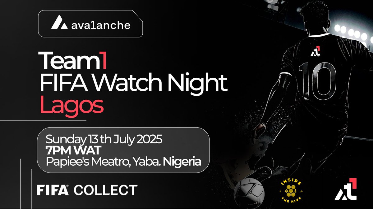 Team1 Nigeria π³π¬ (@avaxng) on Twitter photo Calling all football lovers, crypto heads, and web3 explorers, join us this sunday for an exclusive FIFA Club World Cup Watch Party, hosted by <a href="/AvaxTeam1/">Avalanche Team1</a> π³π¬
Whether you're a die-hard fan, a casual supporter, or just here for the vibes, this event promises 90 minutes of Calling all football lovers, crypto heads, and web3 explorers, join us this sunday for an exclusive FIFA Club World Cup Watch Party, hosted by <a href="/AvaxTeam1/">Avalanche Team1</a> π³π¬
Whether you're a die-hard fan, a casual supporter, or just here for the vibes, this event promises 90 minutes of