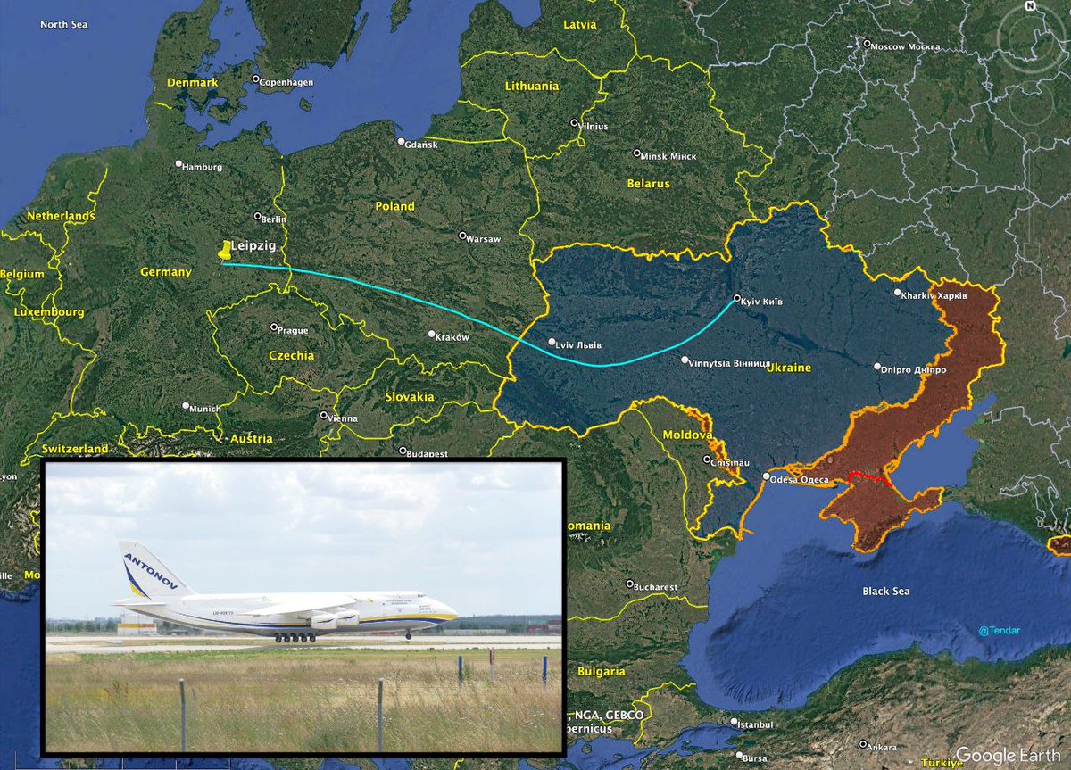The Russians didn't find the operation funny!😬

A Ukrainian Antonov #An124, which had been stuck in Kyiv since the Russian invasion on 24 February 2022, made a spectacular flight from its home port in #Ukraine to #Leipzig.