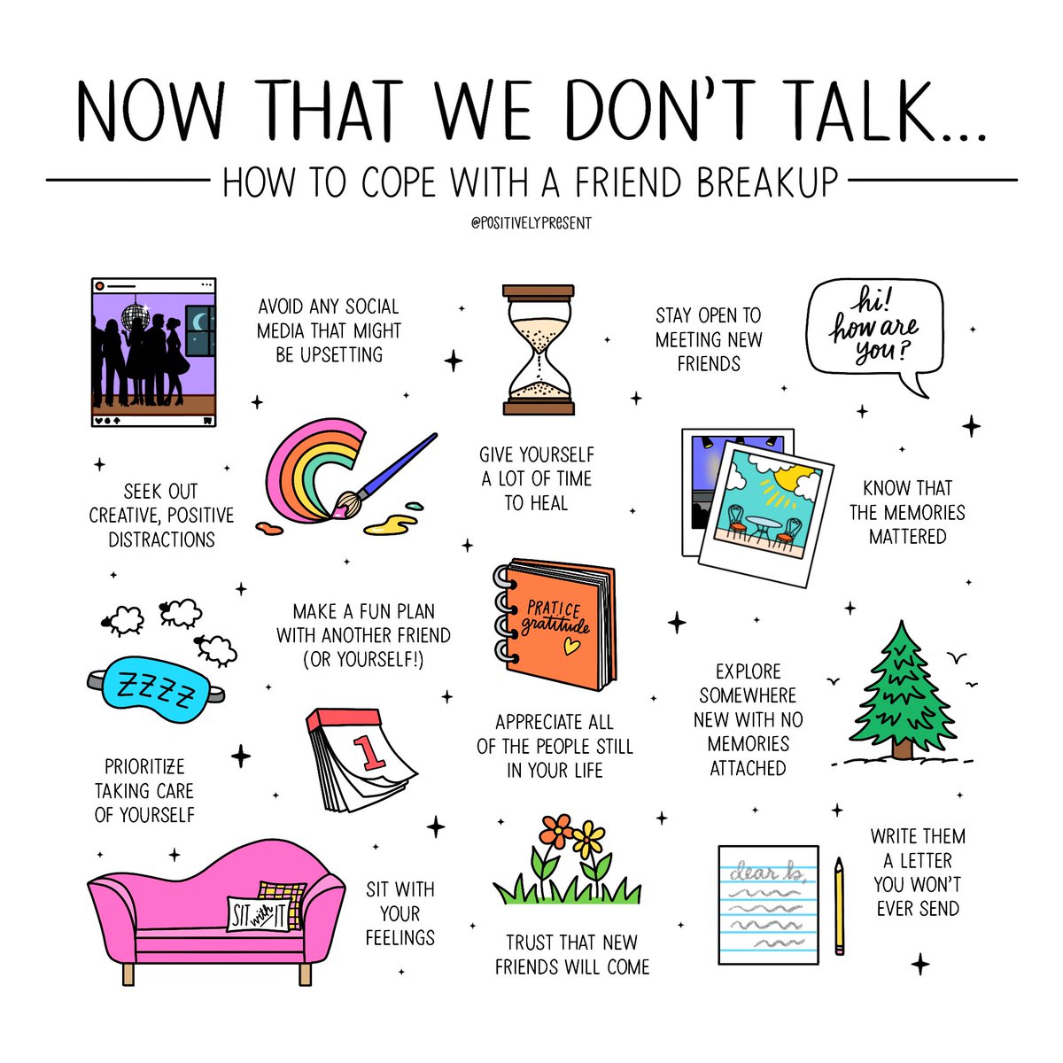 positivepresent's tweet image. For anyone dealing with a friend breakup, these tips might help: