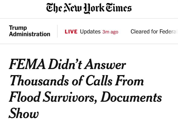 FALSE. NO ONE was left without assistance and every call was responded to urgently.

When a natural disaster strikes, phone calls surge, and wait times can subsequently increase. Despite this expected influx, FEMA’s disaster call center responded to every caller swiftly and