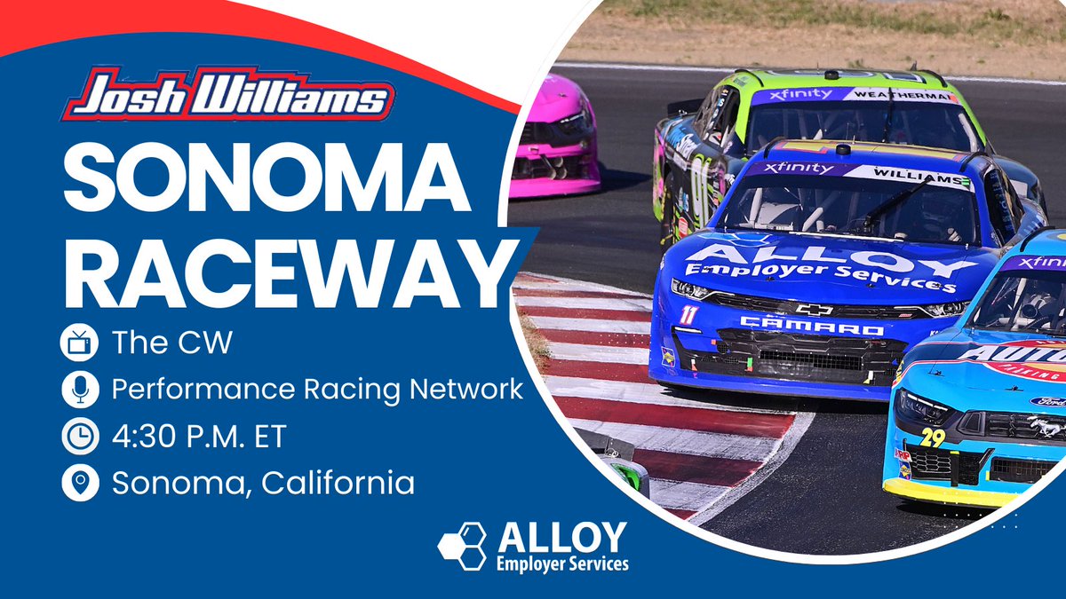 Josh Williams (@josh6williams) on Twitter photo π· We've entered wine country for this weekend's <a href="/NASCAR_Xfinity/">NASCAR Xfinity</a> Series race.
Tune-in to all the exciting action through the beautiful hills of <a href="/RaceSonoma/">Sonoma Raceway</a>, this afternoon on <a href="/TheCW_Sports/">The CW Sports</a>!
#PitBossFoodMaxx200 π· We've entered wine country for this weekend's <a href="/NASCAR_Xfinity/">NASCAR Xfinity</a> Series race.
Tune-in to all the exciting action through the beautiful hills of <a href="/RaceSonoma/">Sonoma Raceway</a>, this afternoon on <a href="/TheCW_Sports/">The CW Sports</a>!
#PitBossFoodMaxx200