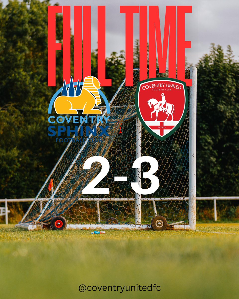 FULL TIME

That’s three pre-season victories in a row. A brilliant game for the neutral and a gutsy win versus Step 4 opponents 

#WeAreUnited
#CovUnited